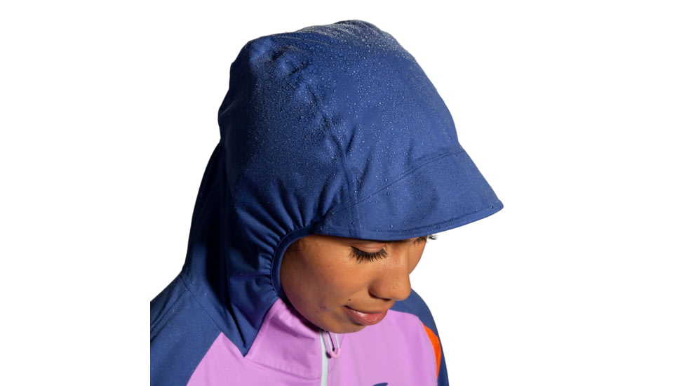 Brooks High Point Waterproof Jacket - Womens, Lt Slate/Bright Orange/Aegean, Extra Small, 221608477.020