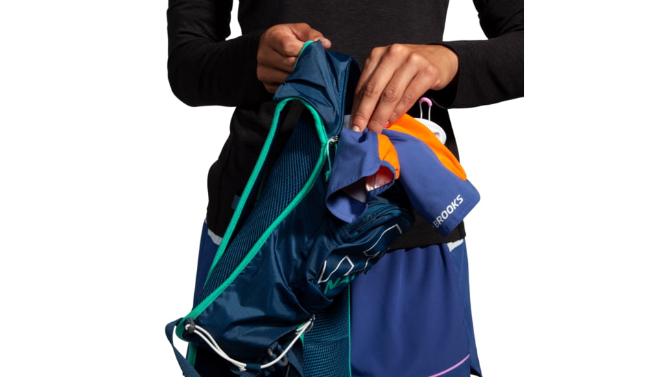 Brooks High Point Waterproof Jacket - Womens, Lt Slate/Bright Orange/Aegean, Extra Small, 221608477.020