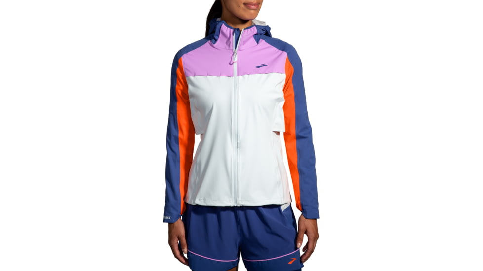 Brooks High Point Waterproof Jacket - Womens, Lt Slate/Bright Orange/Aegean, Extra Small, 221608477.020