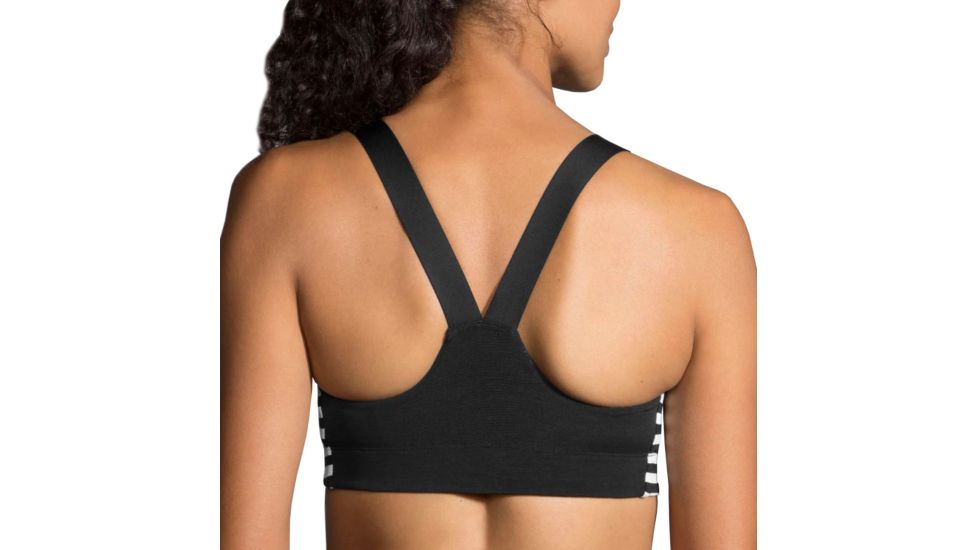 Brooks Hot Shot Sports Bra, Black/White Stripe, Small, 300628032.025