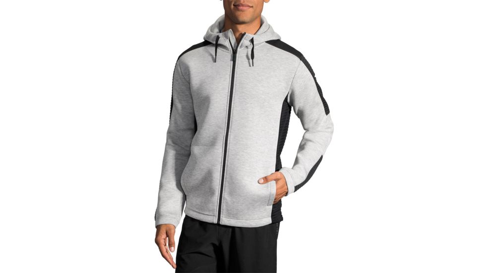 Brooks Interval Hoodie - Mens, Heather Ash/Heather Black, S, 211242031.025