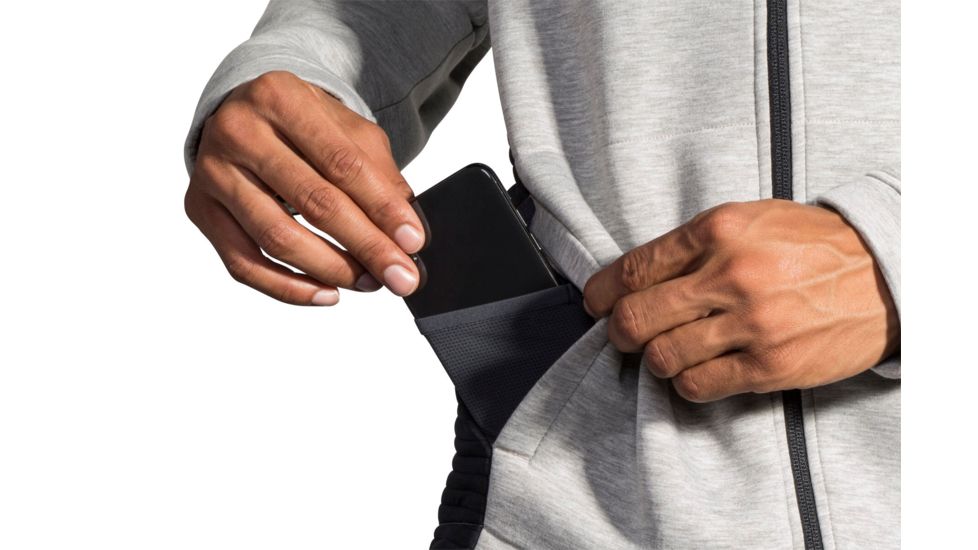 Brooks Interval Hoodie - Mens, Heather Ash/Heather Black, S, 211242031.025