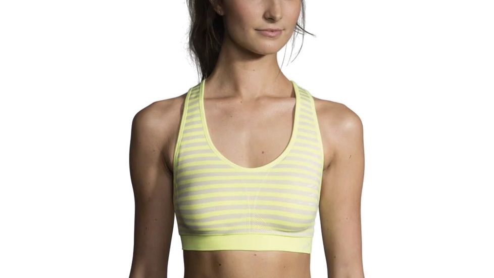 Brooks JustRight Racer Sports Bra, Reed Stripe, Small, 300574369.025