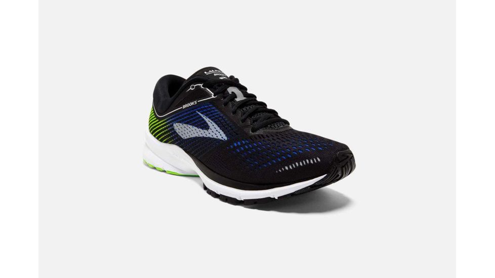 Brooks Launch 5 Mens Road Running Shoes, Black/Blue/Green, 10 US, Medium, 1102781D016.100