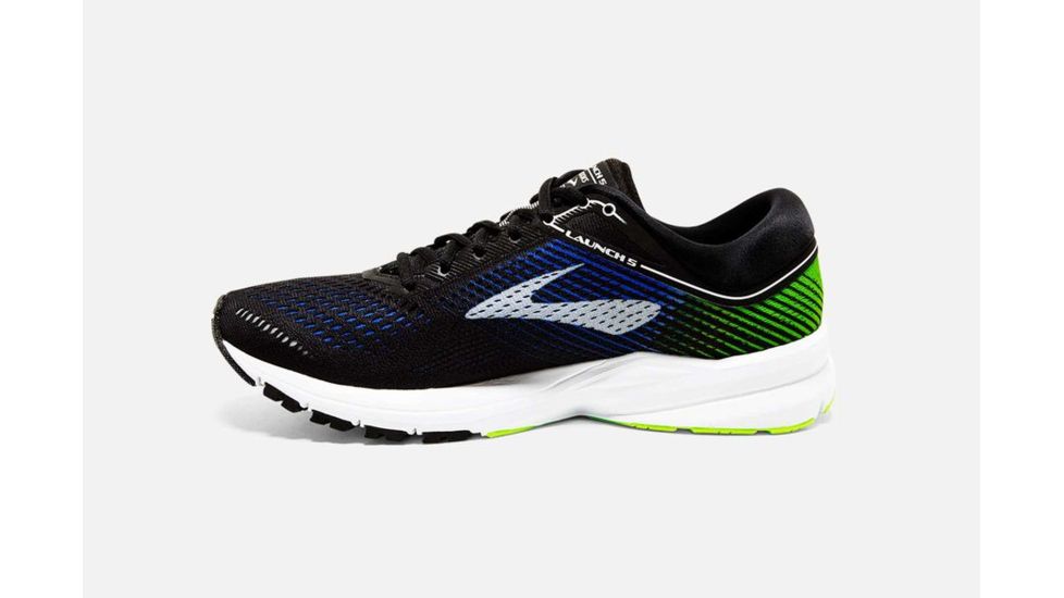 Brooks Launch 5 Mens Road Running Shoes, Black/Blue/Green, 10 US, Medium, 1102781D016.100