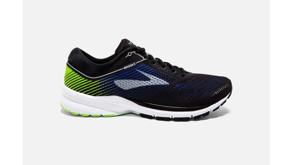 Brooks Launch 5 Mens Road Running Shoes, Black/Blue/Green, 10 US, Medium, 1102781D016.100