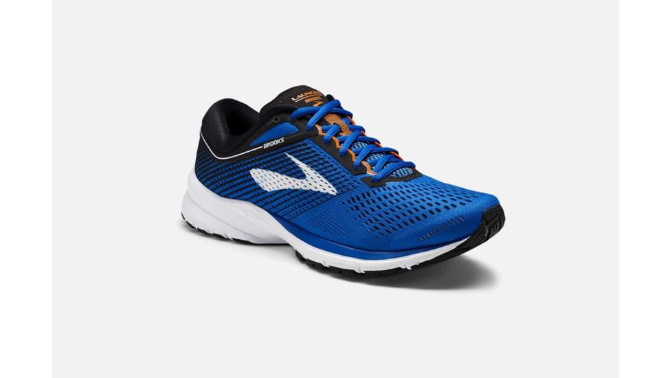 Brooks Launch 5 Mens Road Running Shoes, Blue/Black/Orange, 12.5 US, Medium, 1102781D420.125