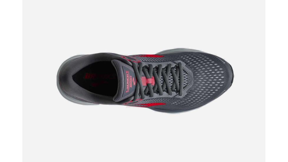 Brooks Launch 5 Mens Road Running Shoes, Ebony/Grey/Red, 15 US, Medium, 1102781D014.150