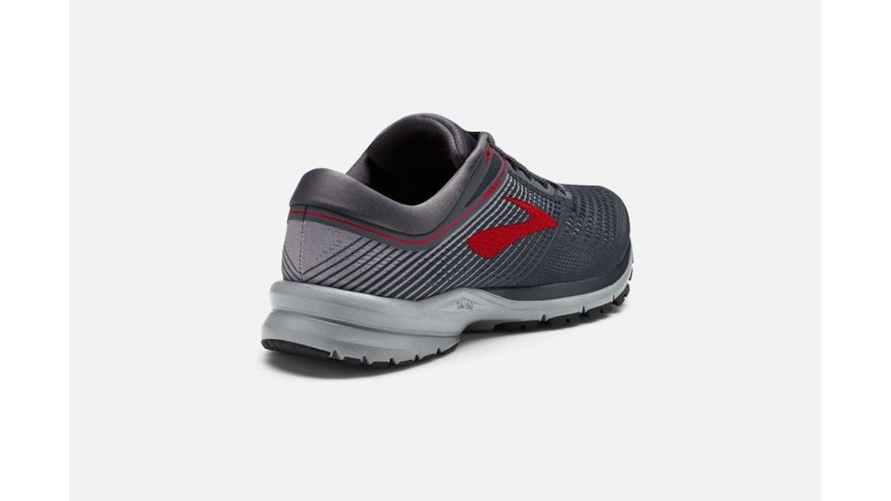 Brooks Launch 5 Mens Road Running Shoes, Ebony/Grey/Red, 15 US, Medium, 1102781D014.150