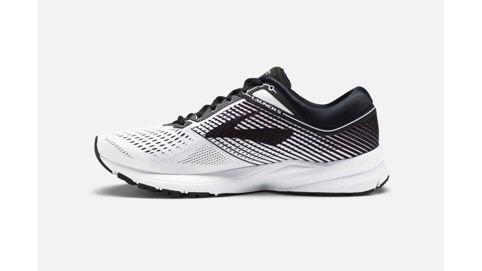 Brooks Launch 5 Mens Road Running Shoes, White/Black/White, 15 US, Medium, 1102781D189.150
