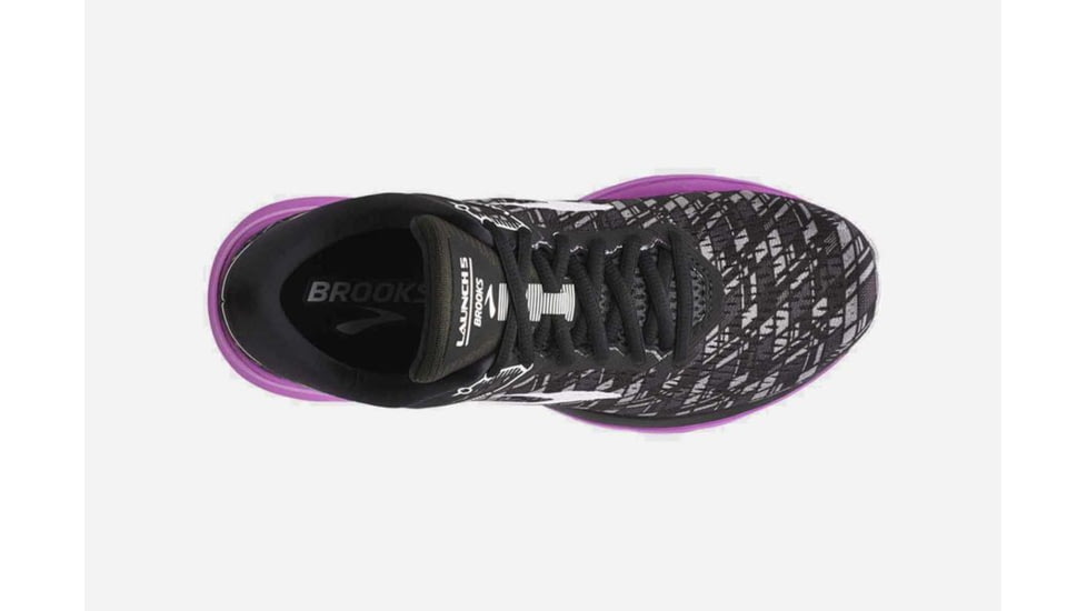 Brooks Launch 5 Womens Road Running Shoes, Black/Purple/Print, 6 US, Medium, 1202661B090.060