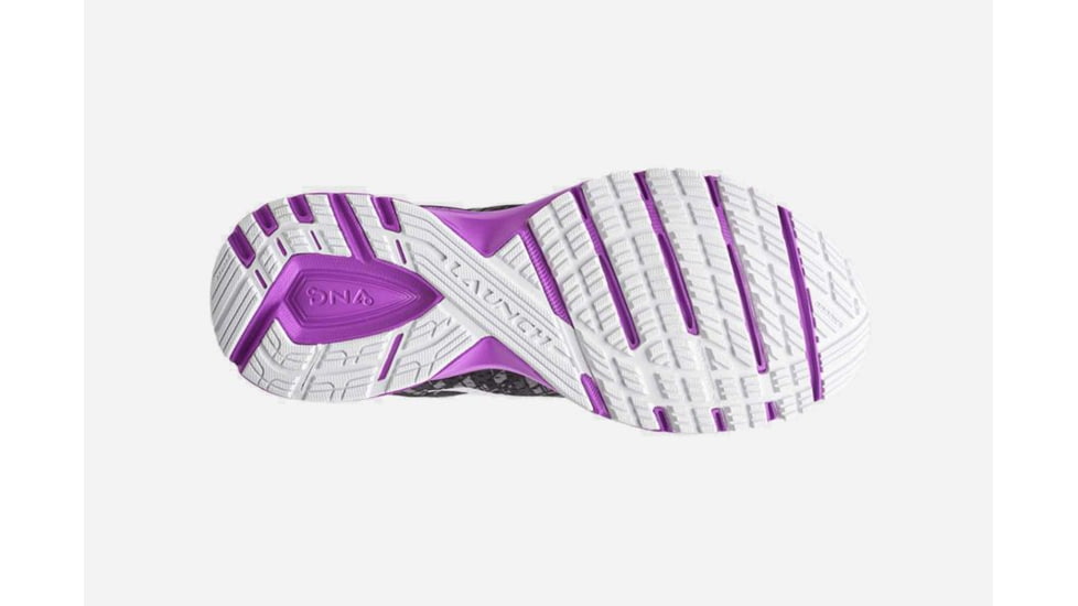 Brooks Launch 5 Womens Road Running Shoes, Black/Purple/Print, 6 US, Medium, 1202661B090.060