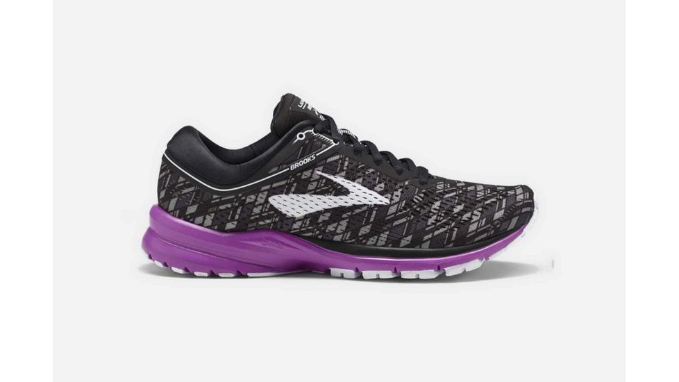 Brooks Launch 5 Womens Road Running Shoes, Black/Purple/Print, 6 US, Medium, 1202661B090.060