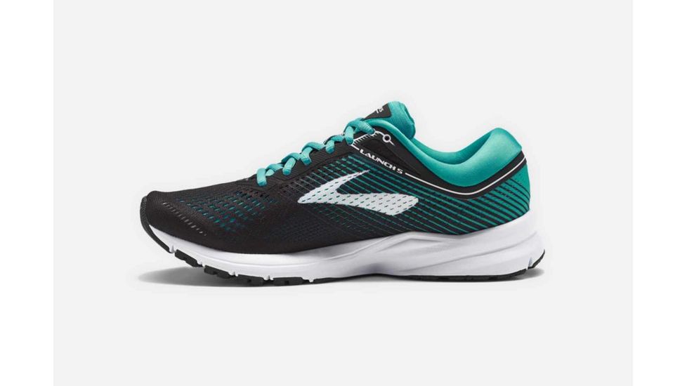 Brooks Launch 5 Womens Road Running Shoes, Black/Teal Green/White, 6 US, Medium, 1202661B003.060
