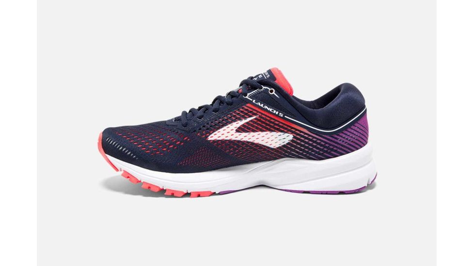 Brooks Launch 5 Womens Road Running Shoes, Navy/Coral/Purple, 9.5 US, Medium, 1202661B460.095