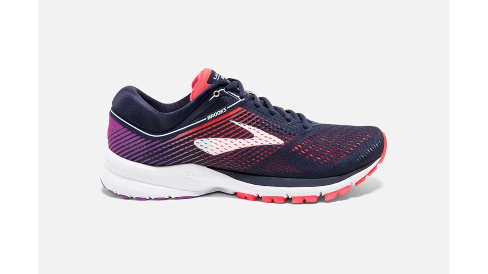 Brooks Launch 5 Womens Road Running Shoes, Navy/Coral/Purple, 9.5 US, Medium, 1202661B460.095