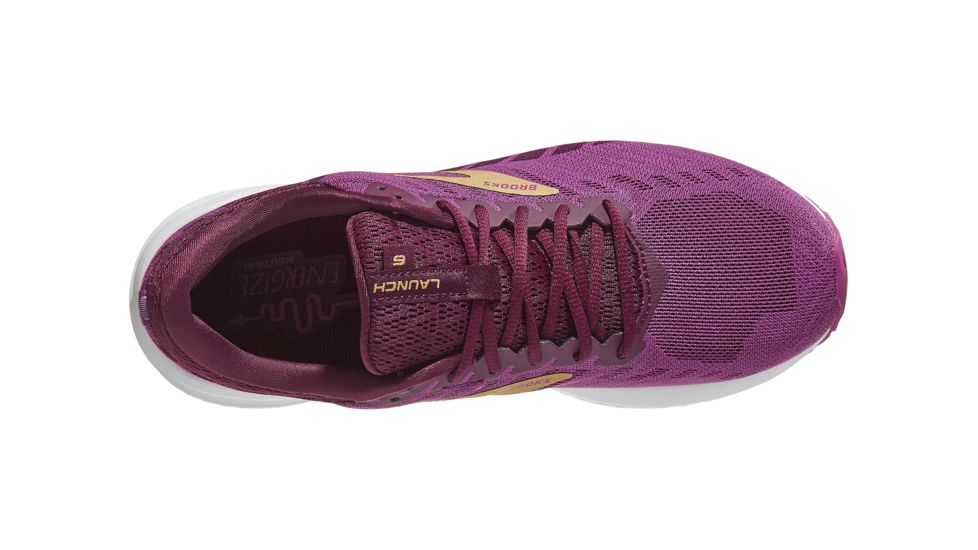 Brooks Launch 6 Road Running Shoes - Womens, Aster/Fig/Gold, Medium, 9.5, 1202851B553.095