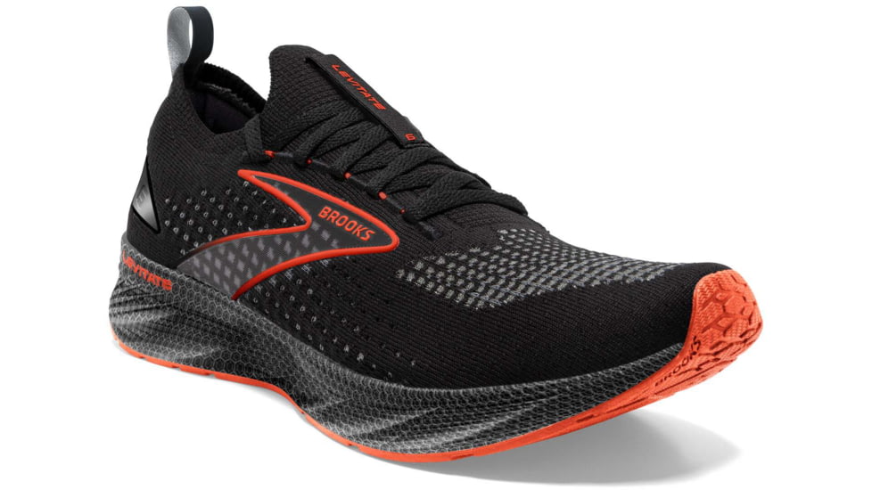 Brooks Levitate StealthFit 6 Running Shoes - Mens, Black/Spicy Orange, 8.5, 1103971D090.085