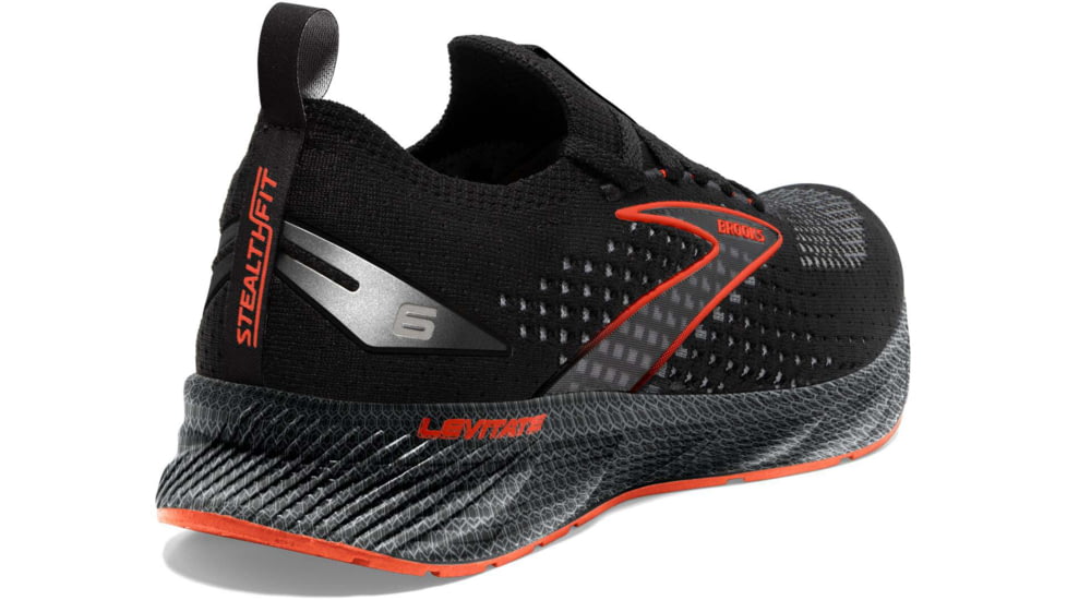 Brooks Levitate StealthFit 6 Running Shoes - Mens, Black/Spicy Orange, 8.5, 1103971D090.085