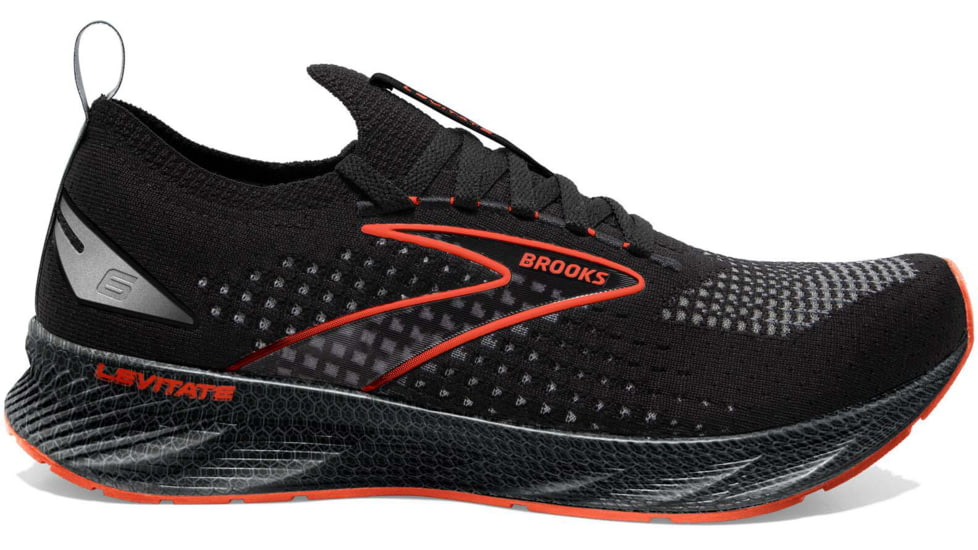 Brooks Levitate StealthFit 6 Running Shoes - Mens, Black/Spicy Orange, 8.5, 1103971D090.085