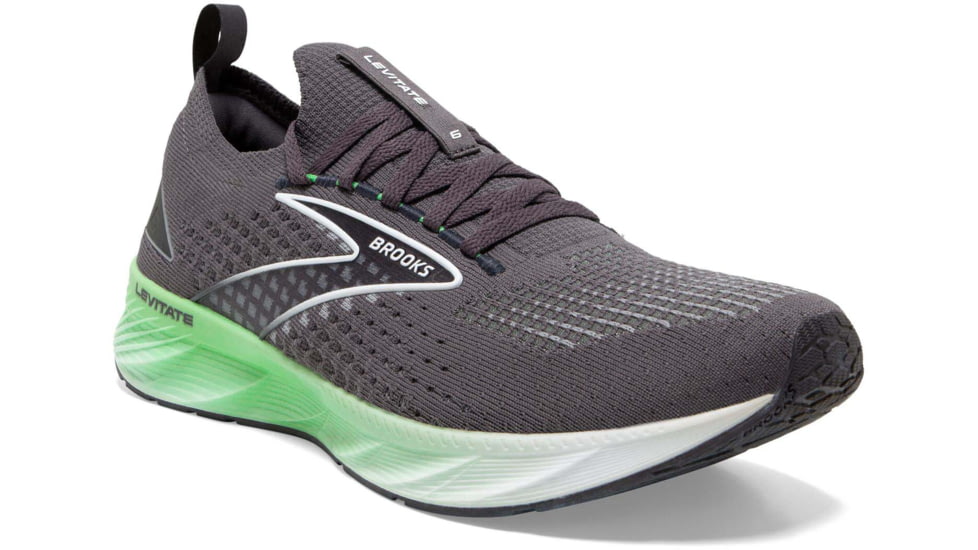 Brooks Levitate StealthFit 6 Running Shoes - Mens, Blackened Pearl/Green/White, 7.0, 1103971D323.070