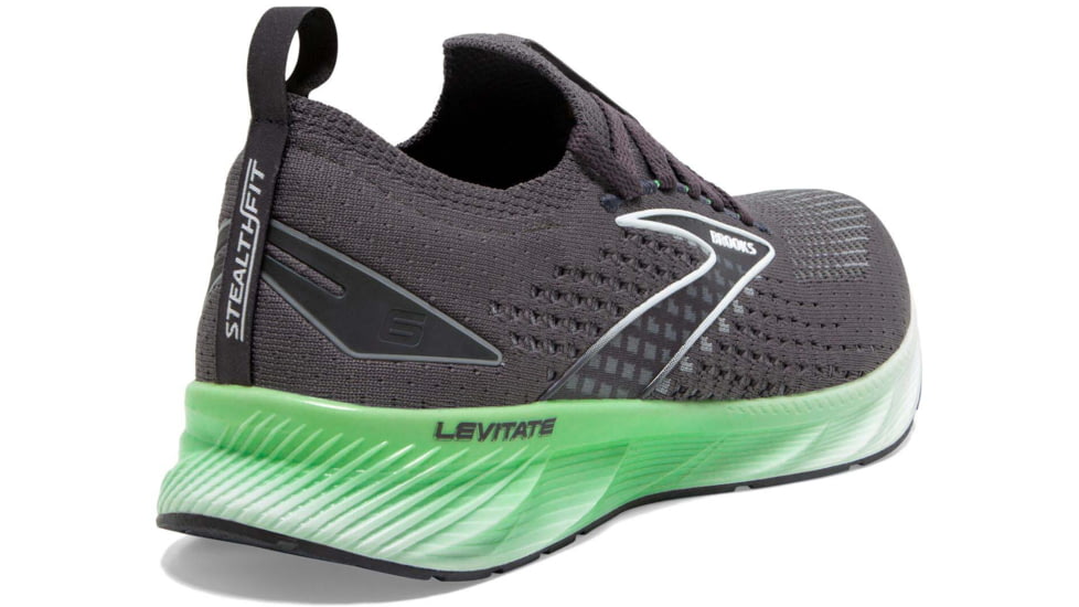 Brooks Levitate StealthFit 6 Running Shoes - Mens, Blackened Pearl/Green/White, 7.0, 1103971D323.070