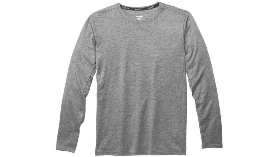 Brooks Men's Ghost Long Sleeve Running Shirt, Heather Asphalt, Large, 211096020.035