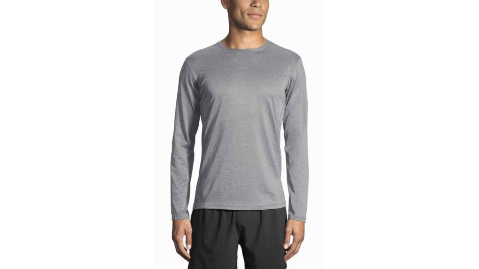 Brooks Men's Ghost Long Sleeve Running Shirt, Heather Asphalt, Large, 211096020.035