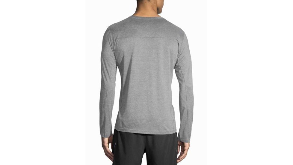 Brooks Men's Ghost Long Sleeve Running Shirt, Heather Asphalt, Large, 211096020.035