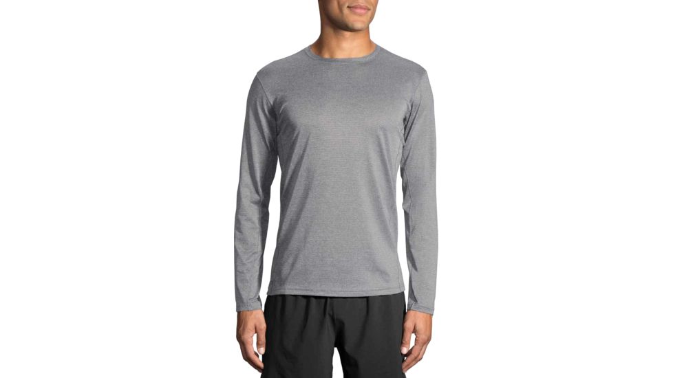 Brooks Men's Ghost Long Sleeve Running Shirt, Heather Asphalt, Small, 211096020.025