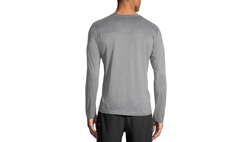 Brooks Men's Ghost Long Sleeve Running Shirt, Heather Asphalt, Small, 211096020.025