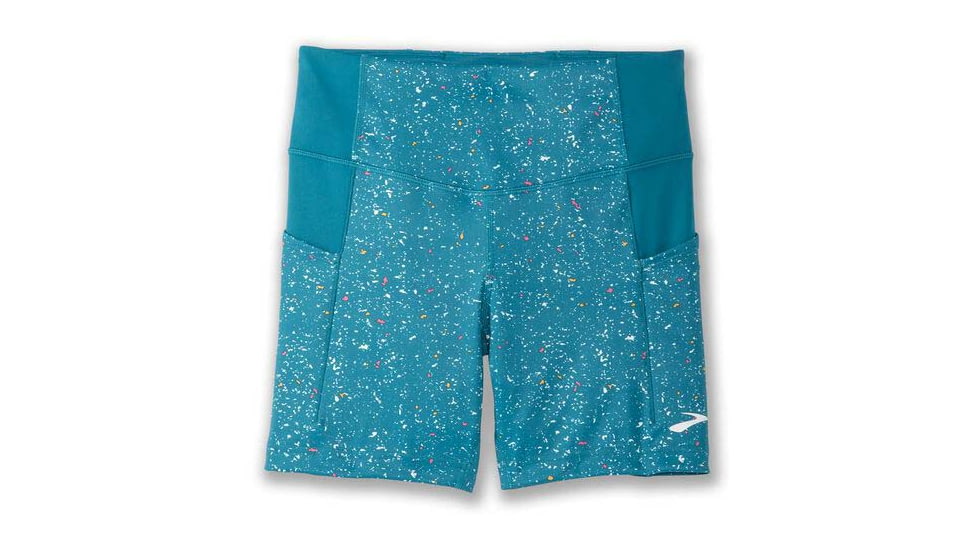 Brooks Method 5in Short Tight - Womens, Lagoon Speckle Print/Lagoon, XS, 221523486.020