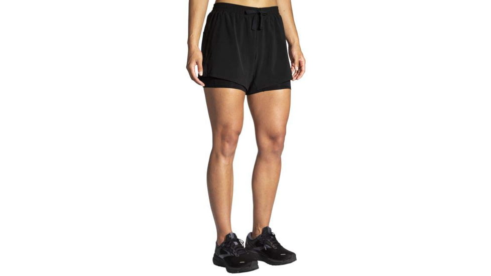 Brooks Moment 5in 2-in-1 Short - Womens, Black, M, 221583001.030