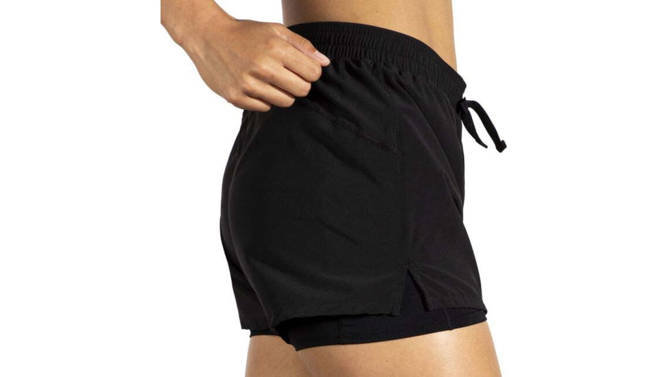 Brooks Moment 5in 2-in-1 Short - Womens, Black, M, 221583001.030