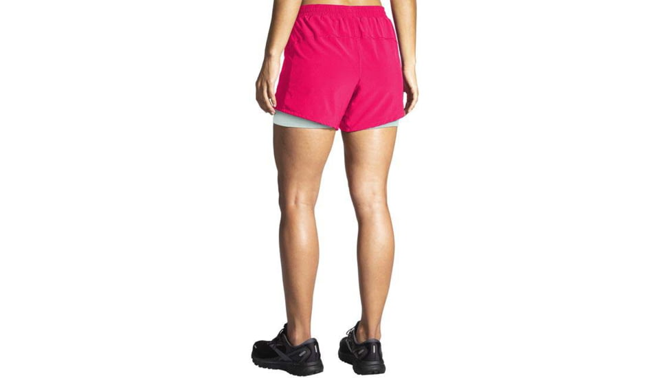 Brooks Moment 5in 2-in-1 Short - Womens, Hyper Pink/Cool Mint, M, 221583631.030