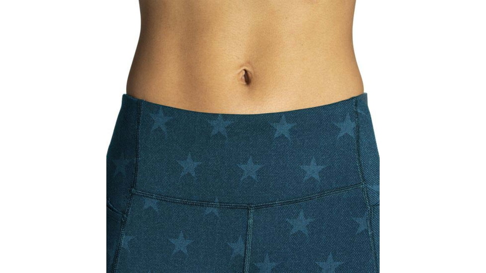 Brooks Moment 5in Short Tight - Womens, Denim/Run USA, L, 221584445.035