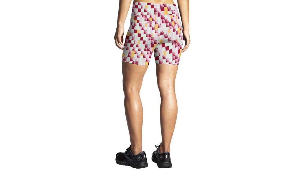 Brooks Moment 5in Short Tight - Womens, Pace Check Print, XL, 221584128.040