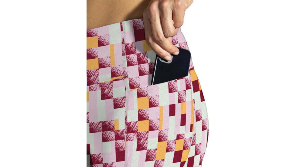 Brooks Moment 5in Short Tight - Womens, Pace Check Print, XL, 221584128.040