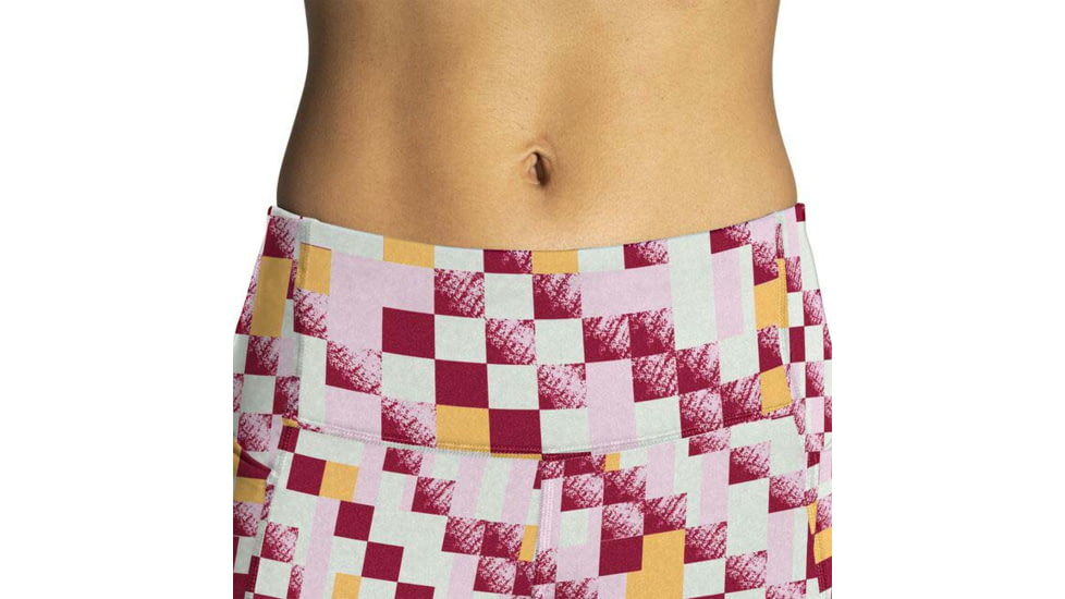 Brooks Moment 5in Short Tight - Womens, Pace Check Print, XL, 221584128.040