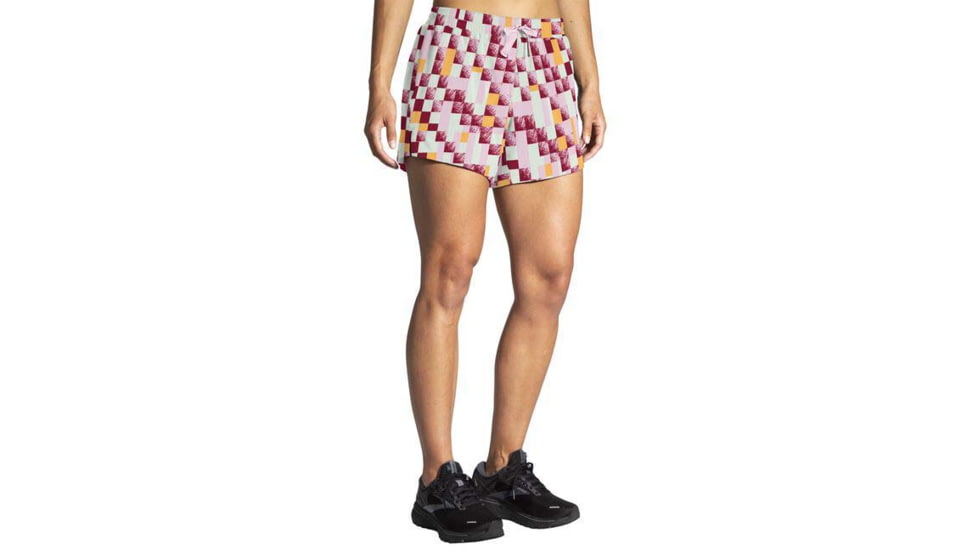 Brooks Moment 5in Short - Womens, Pace Check Print, S, 221582128.025