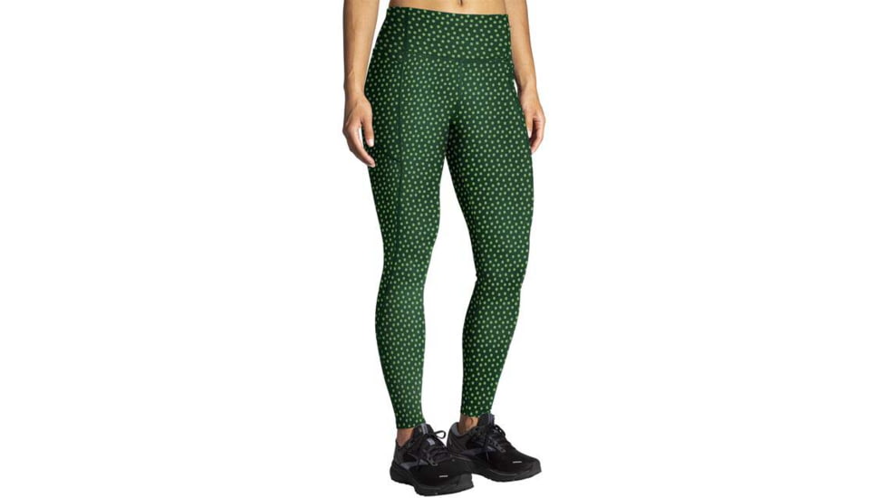 Brooks Moment Tight - Womens, Green/Run Lucky, S, 221586327.025