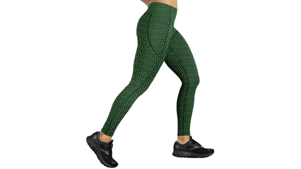 Brooks Moment Tight - Womens, Green/Run Lucky, S, 221586327.025
