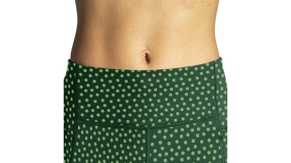 Brooks Moment Tight - Womens, Green/Run Lucky, S, 221586327.025