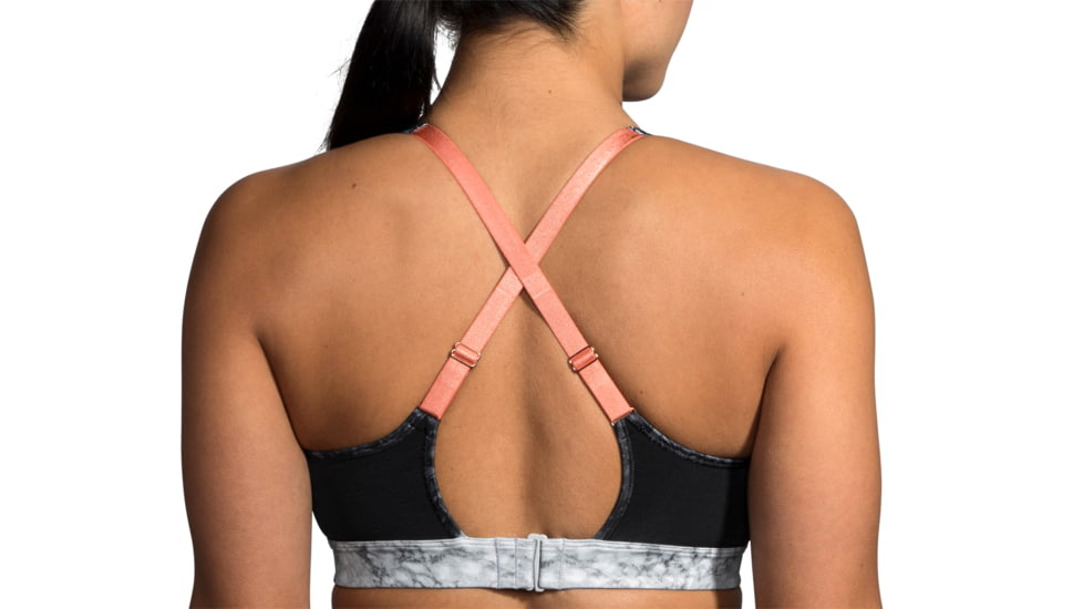 Brooks Moving Comfort FastForward Crossback Bra - Womens, Black Marble/Rose Gold, S, 300633089.025