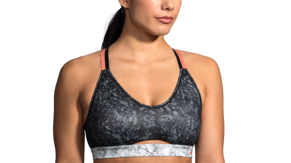 Brooks Moving Comfort FastForward Free Bra - Womens, Black Marble/Rose Gold, S, 300636089.025