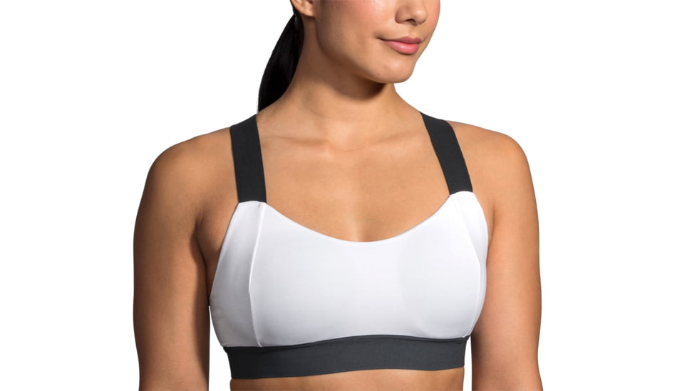 Brooks Moving Comfort Hot Shot Bra - Womens, White/Asphalt/Black, M, 300638174.03