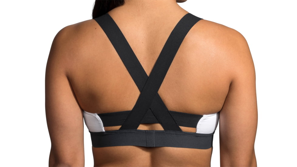 Brooks Moving Comfort Hot Shot Bra - Womens, White/Asphalt/Black, M, 300638174.03