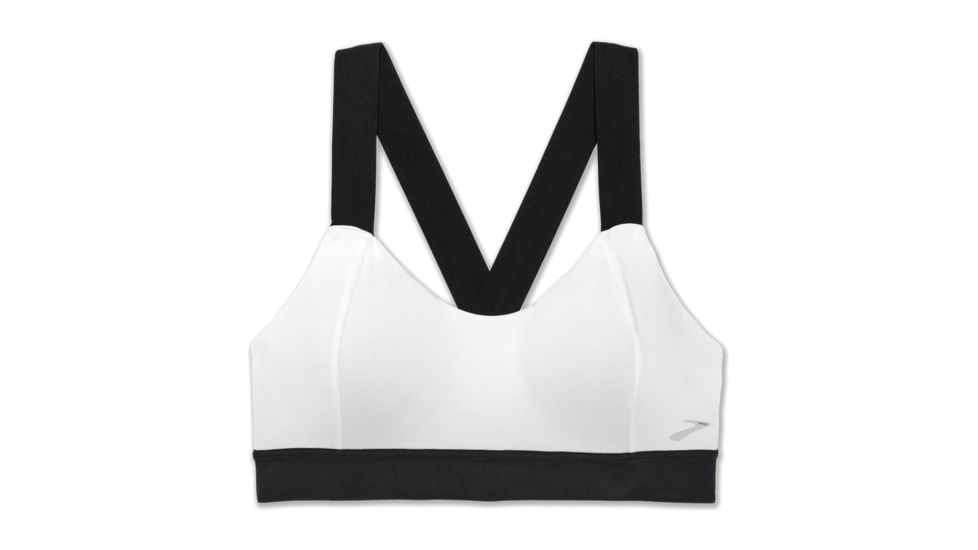 Brooks Moving Comfort Hot Shot Bra - Womens, White/Asphalt/Black, M, 300638174.03