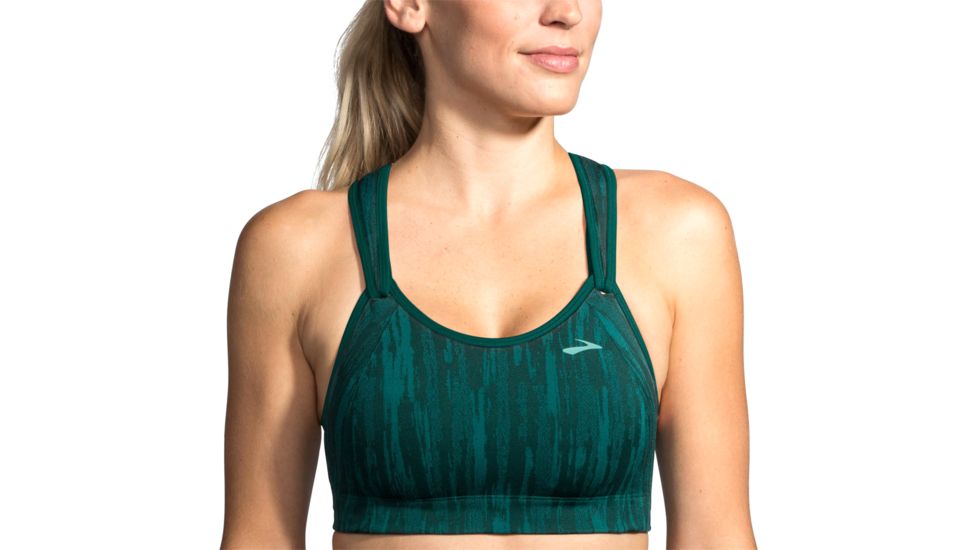 Brooks Moving Comfort Rebound Racer Bra - Womens, Forest Jacquard, 34-D, 350037335.0341D