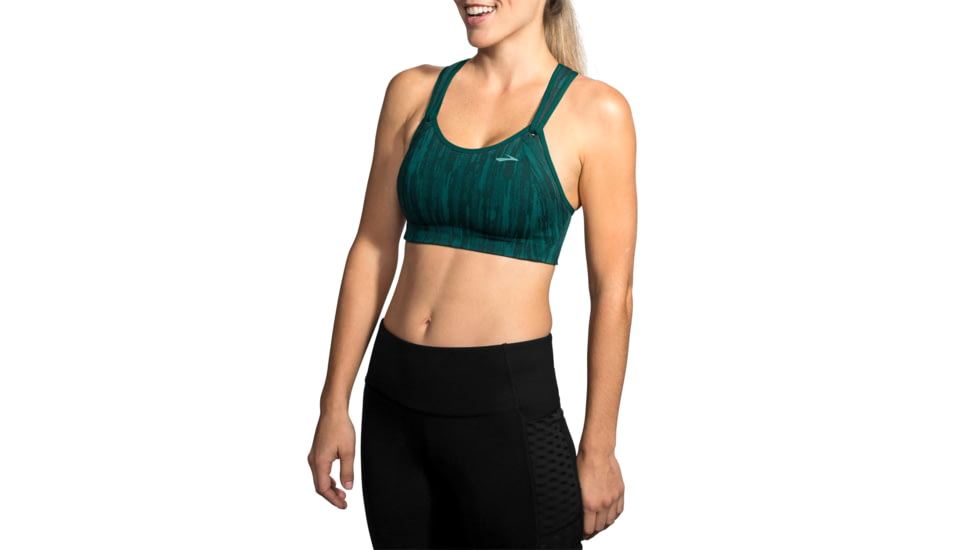 Brooks Moving Comfort Rebound Racer Bra - Womens, Forest Jacquard, 34-D, 350037335.0341D